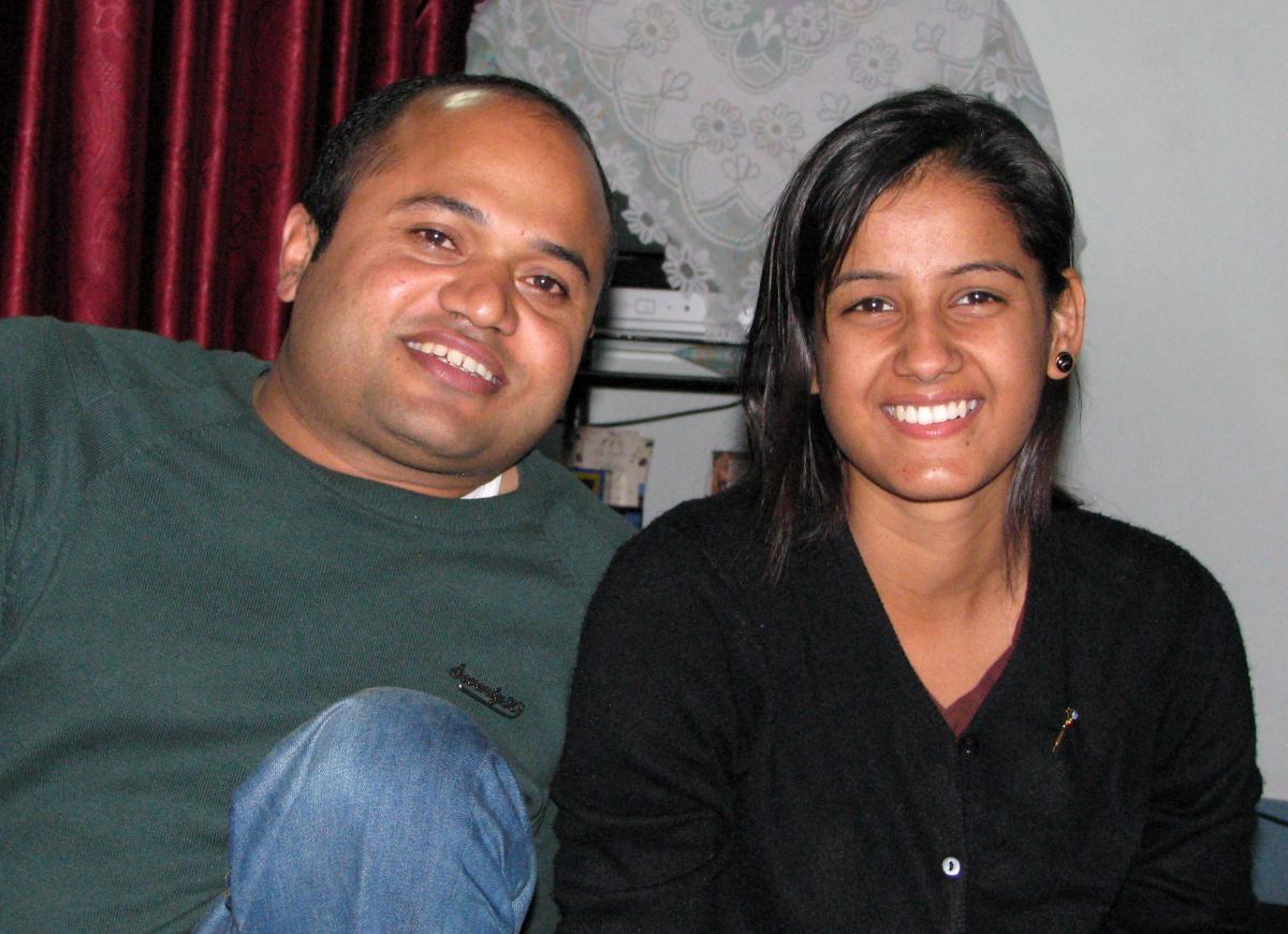 Dr. Raju and future wife Sheela relaxing together in 2010 in Nepal