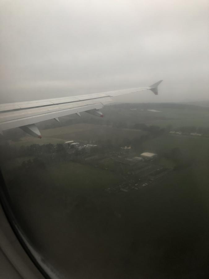 Plane view landing in Edinburgh, Scotland