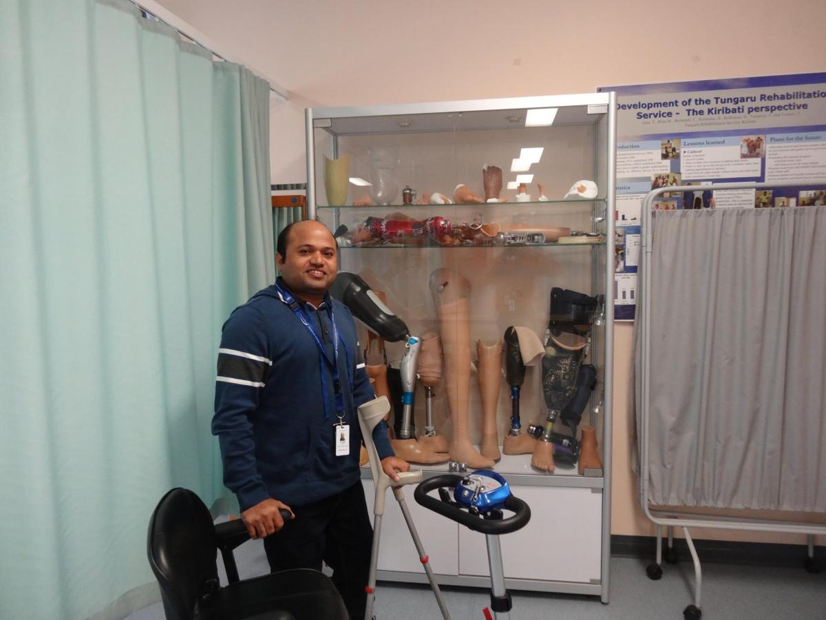 Dr. Raju in the prosthetics lab at the Australia's Royal Melbourne Hospital in 2015