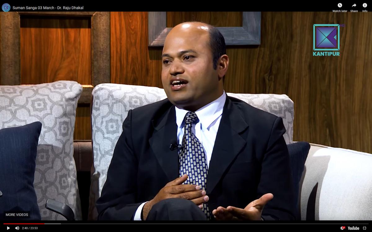 Dr. Raju discussed rehabilitation with host Suman Kharel on the Kantipur TV Suman Sanga program in 2018