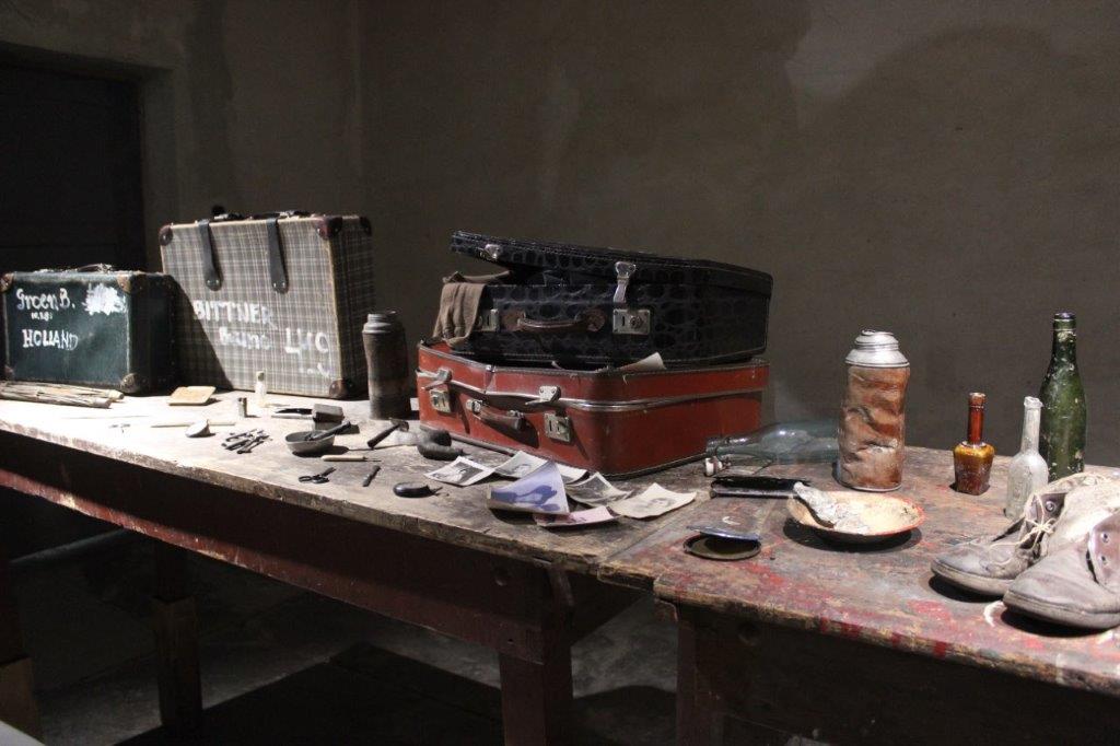 Concentration camp victim "Suitcases," a display in the Sauna building in Birkenau, Poland