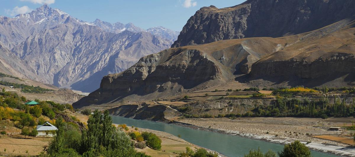 The Panj river separating Afghanistan from Tajikistan near UCA’s new campus at Khorog in the Pamir mountains of Tajikistan