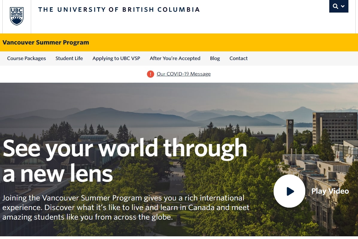UBC Vancouver Summer Program website