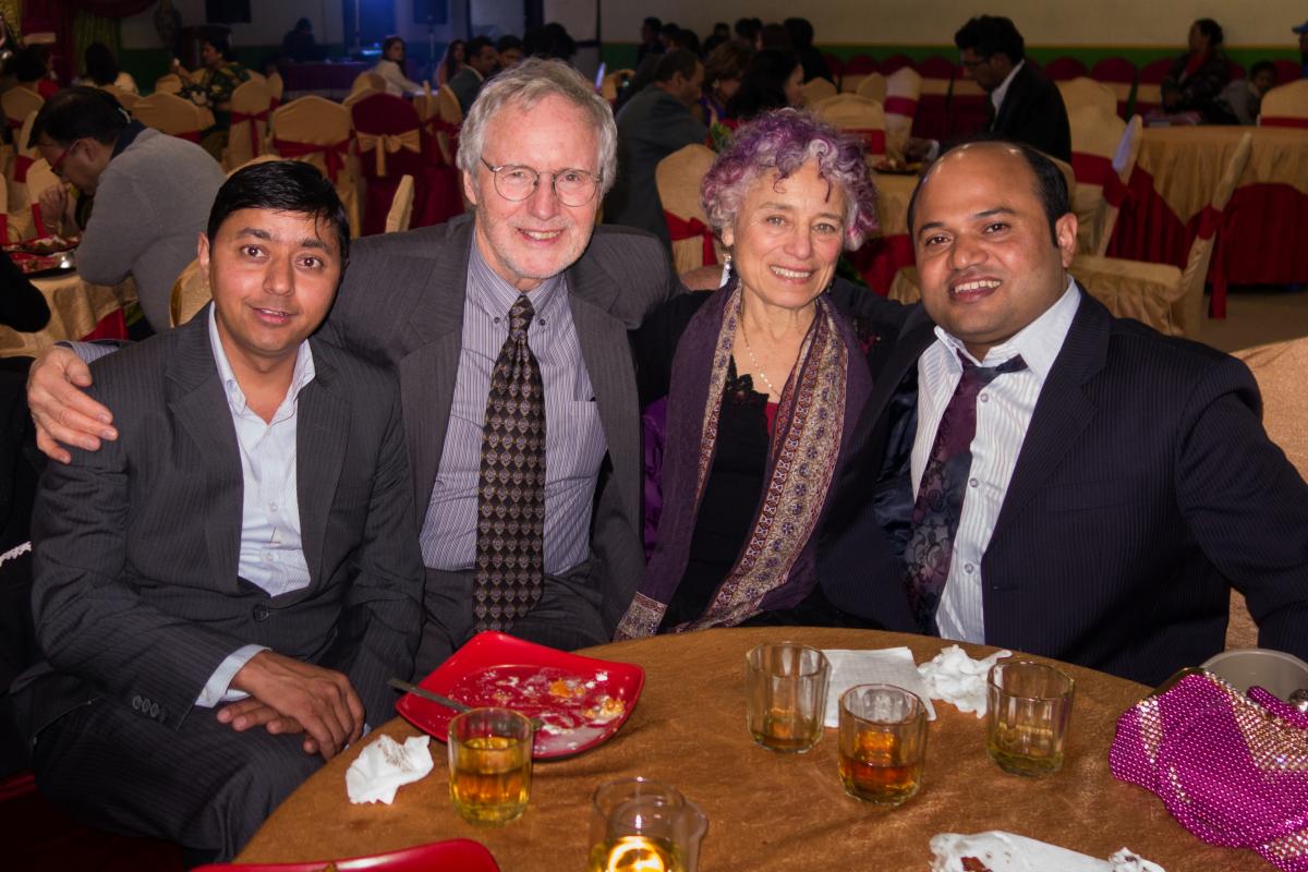 From left: Drs. Prakash Paudel, Peter Wing, Claire Weeks and Raju Dhakal at the 2015 Asian Spinal Cord Network conference dinner 