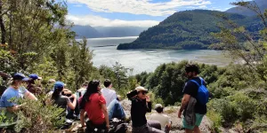 PRODIGY students exploring the scenery of Comau Fjord, Chile during the 2025 summer school at the San Ignacio del Huinay field station (photo: Philippe Tortell)