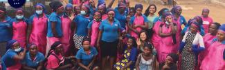 Legua and Woo with some of the AFRIpads staff during their last full day at AFRIpads Masaka factory location (photo: Jeanne Legua)