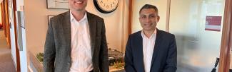 (L-R) Professor Peter Middendorf, Vice-Rector for Knowledge and Technology Transfer, University of Stuttgart; Walter Mérida, Associate Dean, Research and Industrial Partnerships, Faculty of Applied Science, UBC (photo: UBC OVPI) 