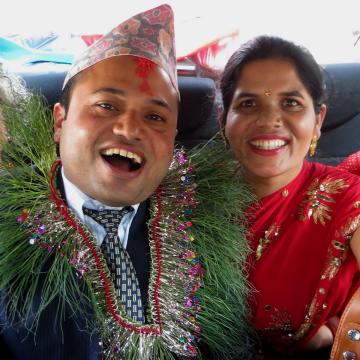 From left, Dr. Claire Weeks, Dr. Raju Dhakal, wife Sheela and his sister Kamala on the couple’s wedding day in Nepal (photo: Raju Dhakal) Dr. Raju Dhakal and wife Sheela in Nepal (photo: Dr. Raju Dhakal)