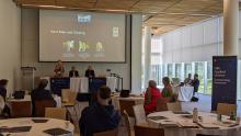 Amanda Ellis, Walter Mérida and Peter Schlosser deliver the closing remarks at the 2024 New Carbon Economy Consortium annual meeting on May 1, 2024